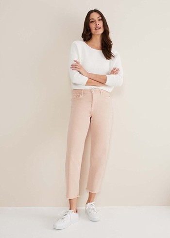 Phase Eight Petra Raw Hem Straight Leg Trousers Pink Canada | IRJVGY-583